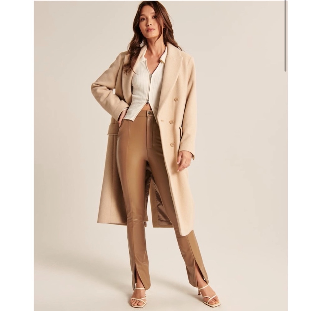 Abercrombie & Fitch Vegan Leather Split-Hem Pants